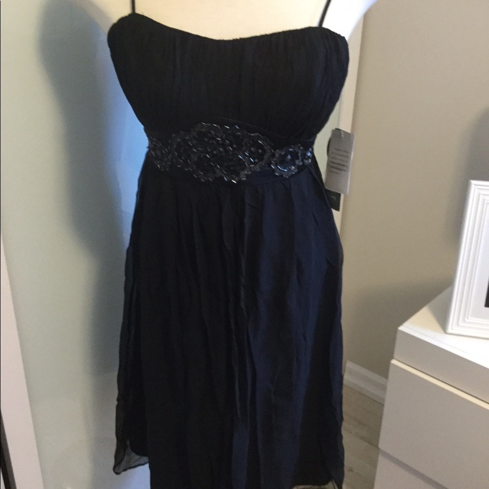 🆕 NWT Nine West Black Cocktail Dress Beaded Waist